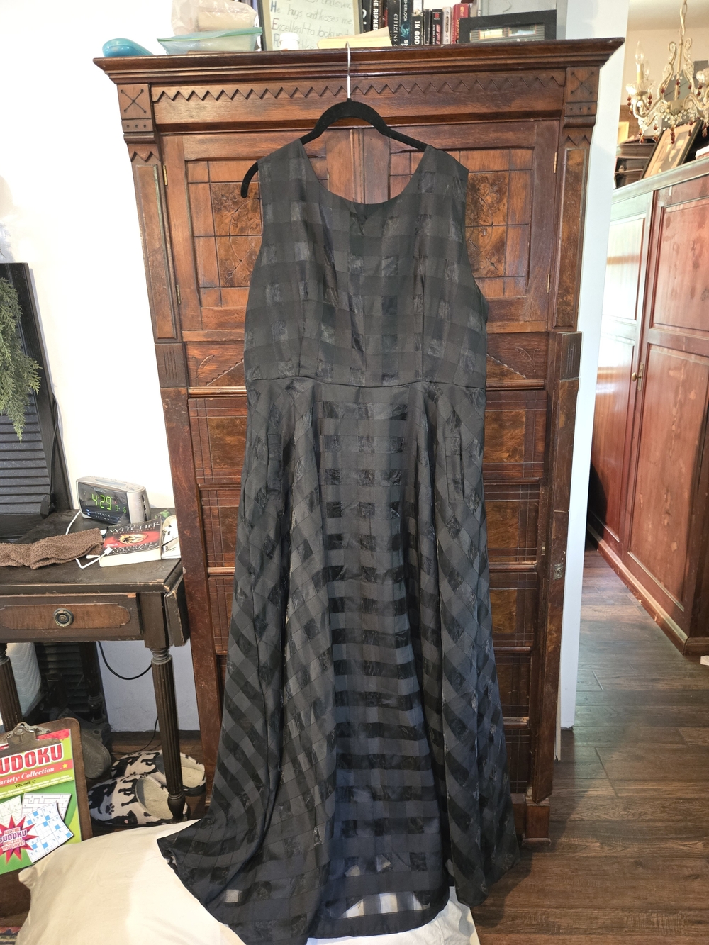 SHEIN Black Sheer-Striped Sleeveless Maxi Dress